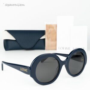 BRAND NEW Loewe LW40135I SLIM 90A Shiny Blue Smoke Round Women Sunglasses